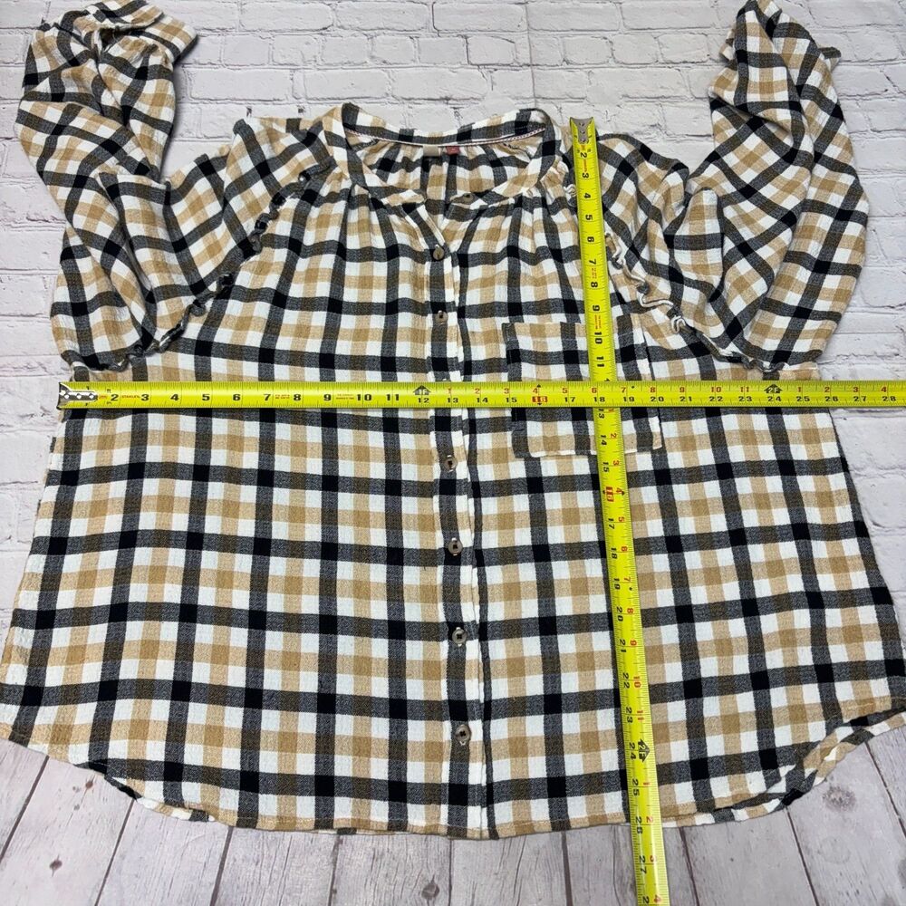 Pilcro Anthropologie Women Long Sleeve Blouse Top Shirt Size 2X Plaid C063 -16 - Picture 2 of 16